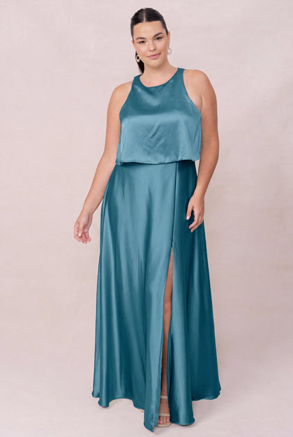 Wren Satin Dress | Made To Order | Turquoise