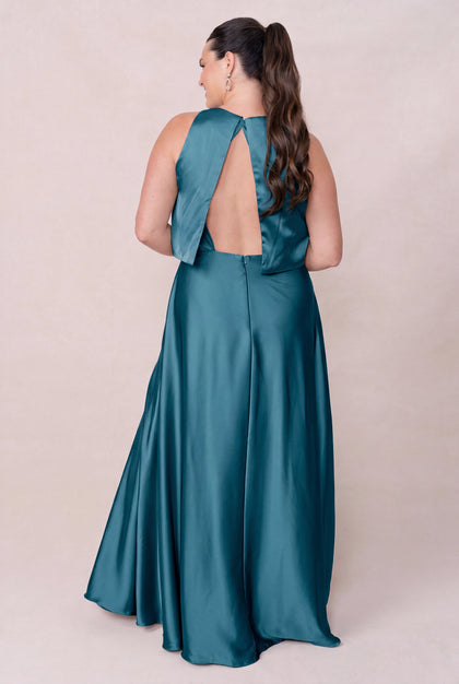 Wren Satin Dress | Made To Order | Turquoise