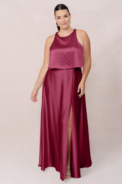 Wren Satin Dress | Made To Order | Berry