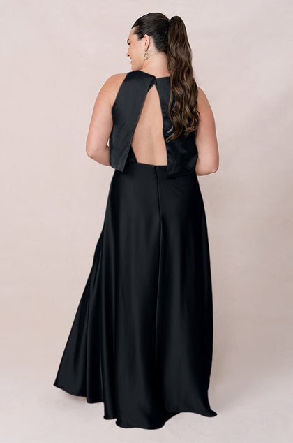 Wren Satin Dress | Made To Order | Black