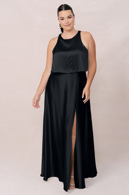 Wren Satin Dress | Made To Order | Black