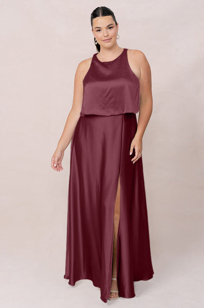 Wren Satin Dress | Made To Order | Cabernet