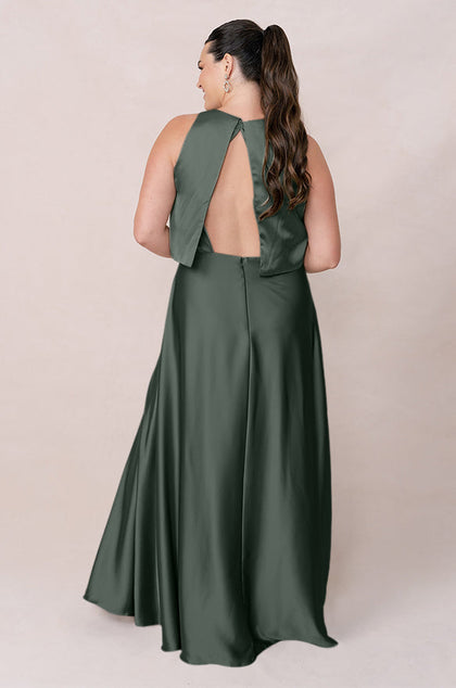 Wren Satin Dress | Made To Order | Deep Olive