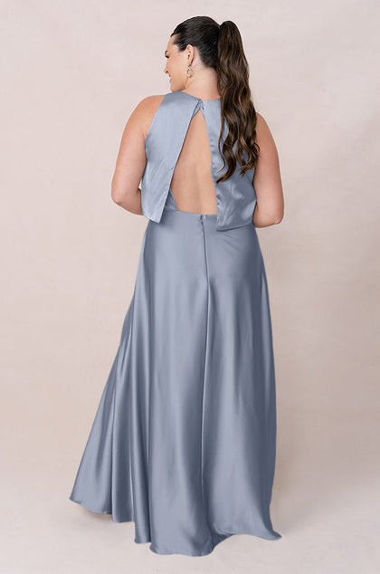 Wren Satin Dress | Made To Order | French Blue