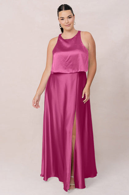 Wren Satin Dress | Made To Order | Fuchsia