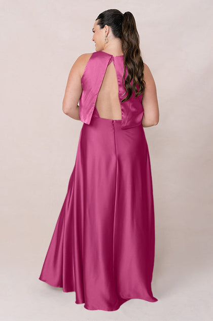 Wren Satin Dress | Made To Order | Fuchsia