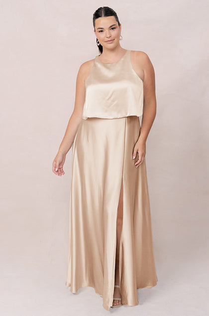 Wren Satin Dress | Made To Order | Gold Champagne