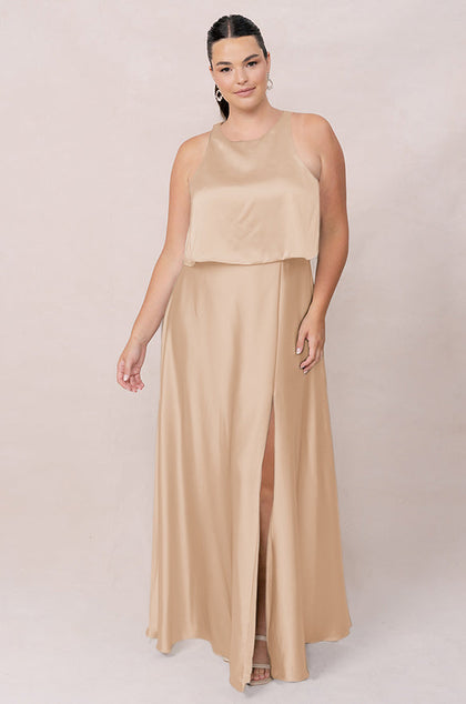 Wren Satin Dress | Made To Order | Honey Beige