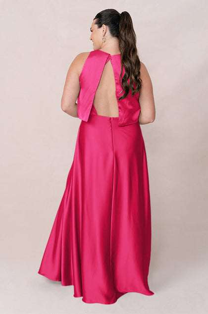 Wren Satin Dress | Made To Order | Hot Pink