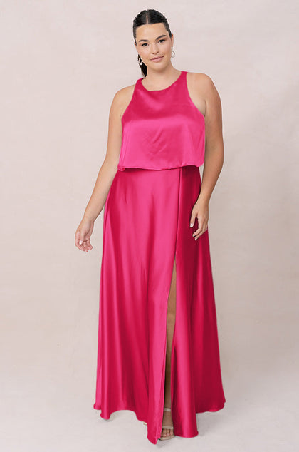 Wren Satin Dress | Made To Order | Hot Pink