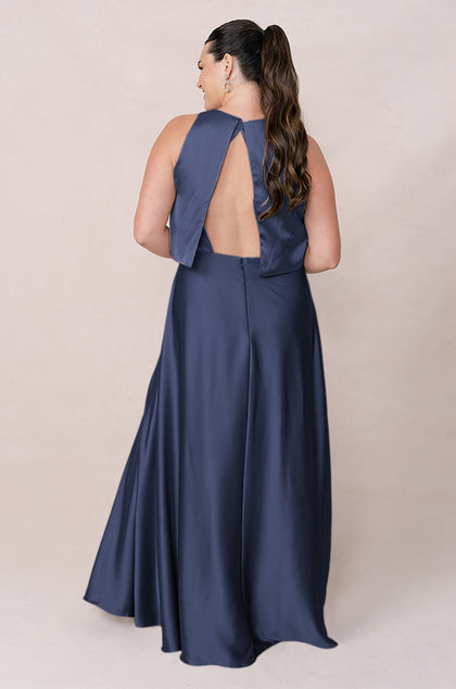 Wren Satin Dress | Made To Order | Indie Blue