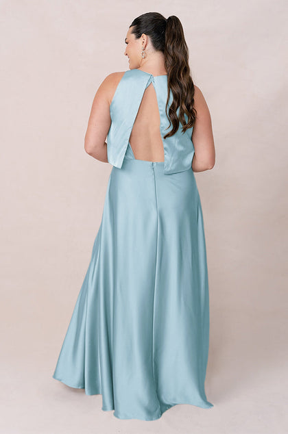 Wren Satin Dress | Made To Order | Light Blue