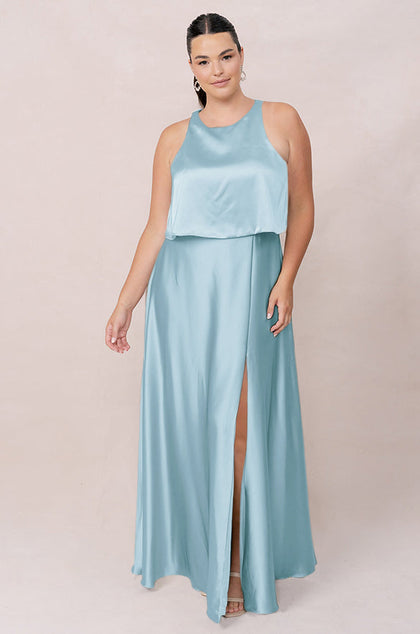 Wren Satin Dress | Made To Order | Light Blue