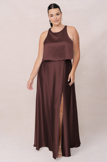 Wren Satin Dress | Made To Order | Mahogany