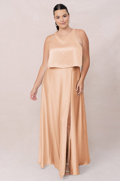 Wren Satin Dress | Made To Order | Peach