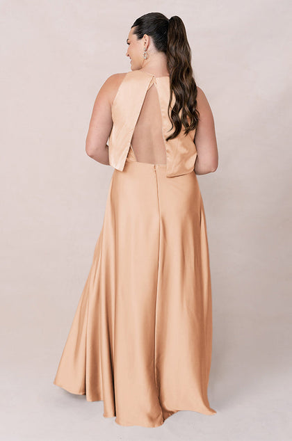 Wren Satin Dress | Made To Order | Peach