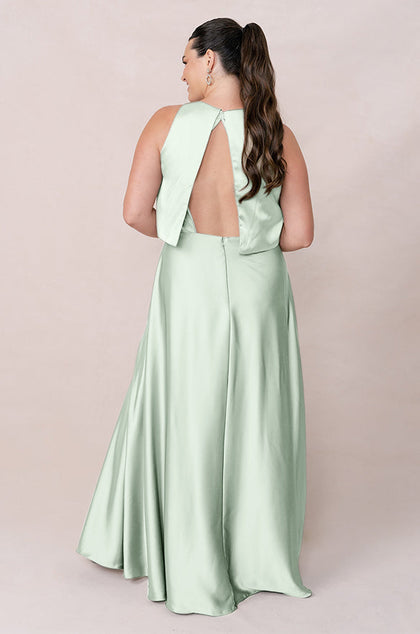 Wren Satin Dress | Made To Order | Pistachio