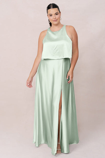 Wren Satin Dress | Made To Order | Pistachio