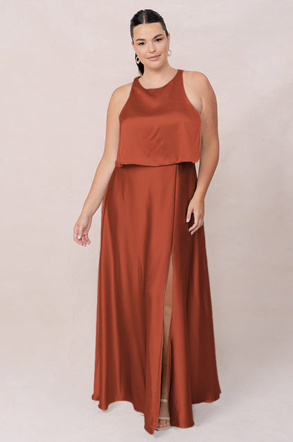 Wren Satin Dress | Made To Order | Rust