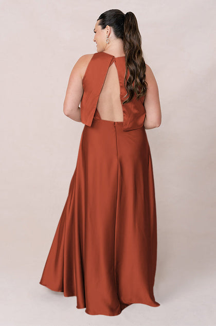 Wren Satin Dress | Made To Order | Rust