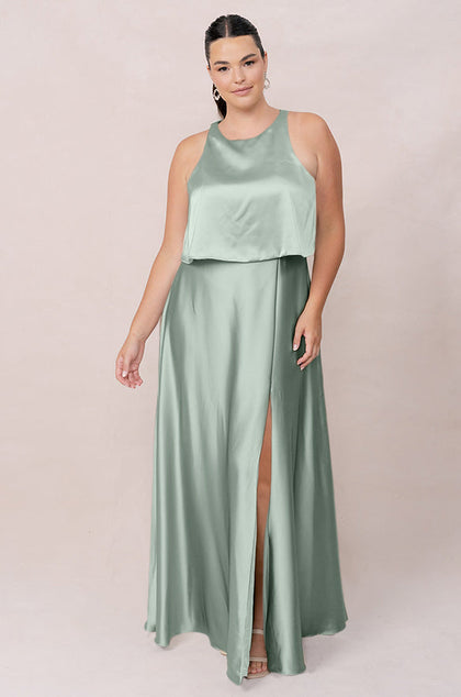 Wren Satin Dress | Made To Order | Sage
