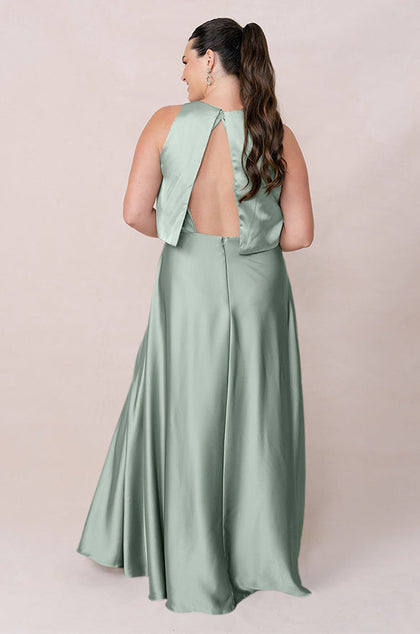 Wren Satin Dress | Made To Order | Sage