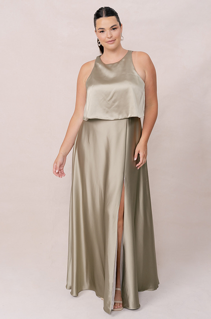 Wren Satin Dress | Made To Order | Silver Sage