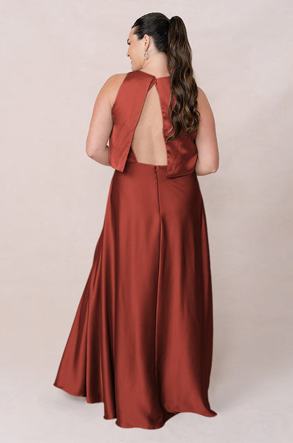 Wren Satin Dress | Made To Order | Terracotta Rust