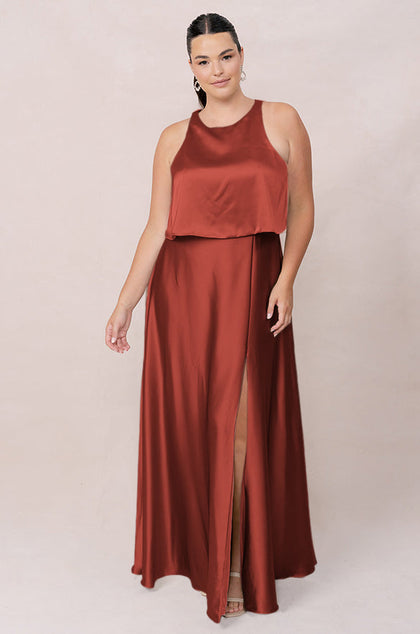 Wren Satin Dress | Made To Order | Rust