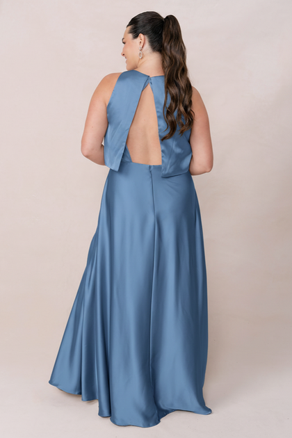 Wren Satin Dress | Made To Order | True Blue