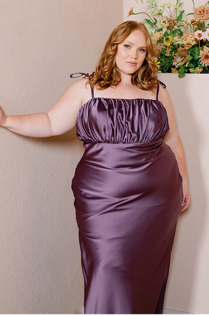Model: Lynley; Size: 24; Color: Dusty Plum