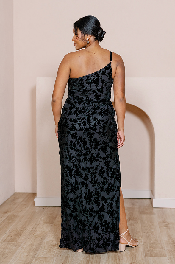 Jade Floral Burnout Velvet Dress