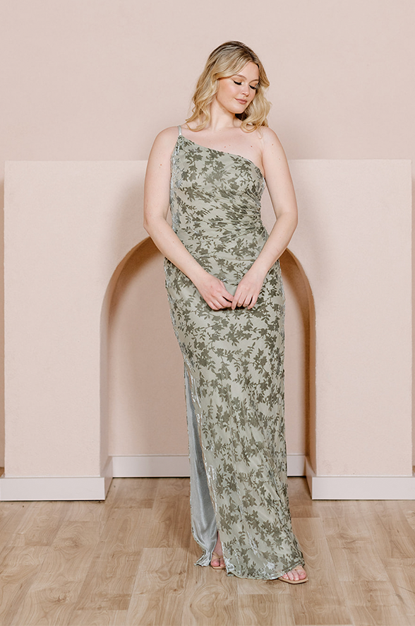 Jade Floral Burnout Velvet Dress