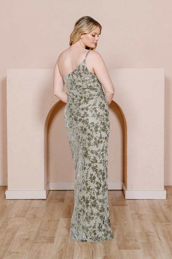 Jade Floral Burnout Velvet Dress