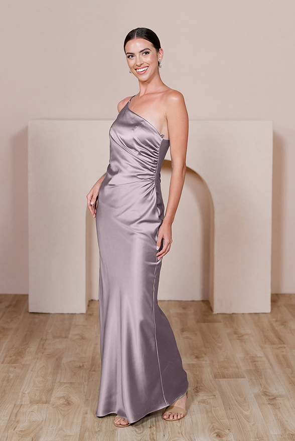 CAIRO SATIN ADJUSTABLE TIE RUCHED DRESS – Lolas Couture Collection