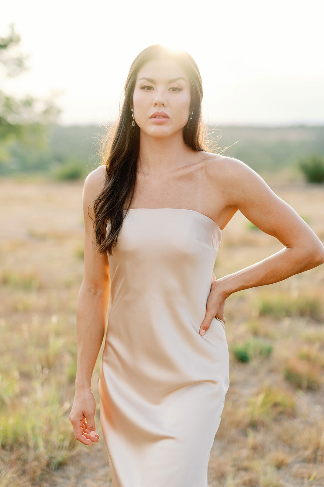 revelry leo satin dress Mahogany Blooms