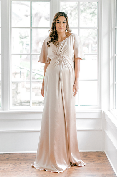 Maternity Gwen Satin Dress | Made To Order Raspberry Maternity Gwen Satin Dress | Made To Order Raspberry