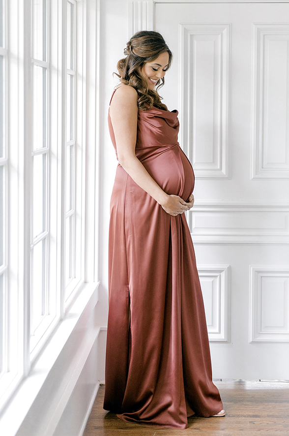 Maternity Skye Satin Dress | Made To Order Sky Blue Maternity Skye Satin Dress | Made To Order Sky Blue