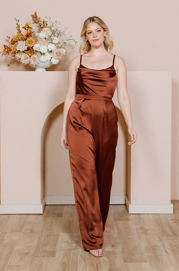 Rust top satin jumpsuit