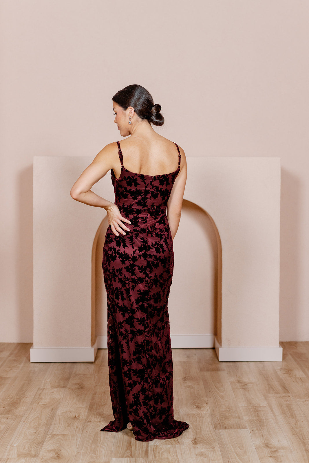 Skye Floral Burnout Velvet Dress | Made to Order Navy Skye Floral Burnout Velvet Dress | Made to Order Navy