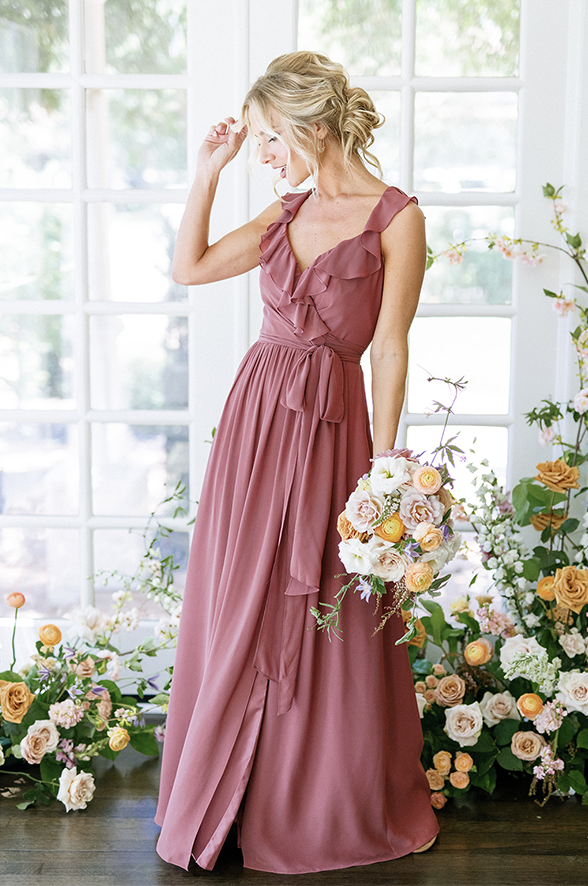 Valerie Chiffon Faux Wrap Dress | Made To Order Latte Valerie Chiffon Faux Wrap Dress | Made To Order Latte